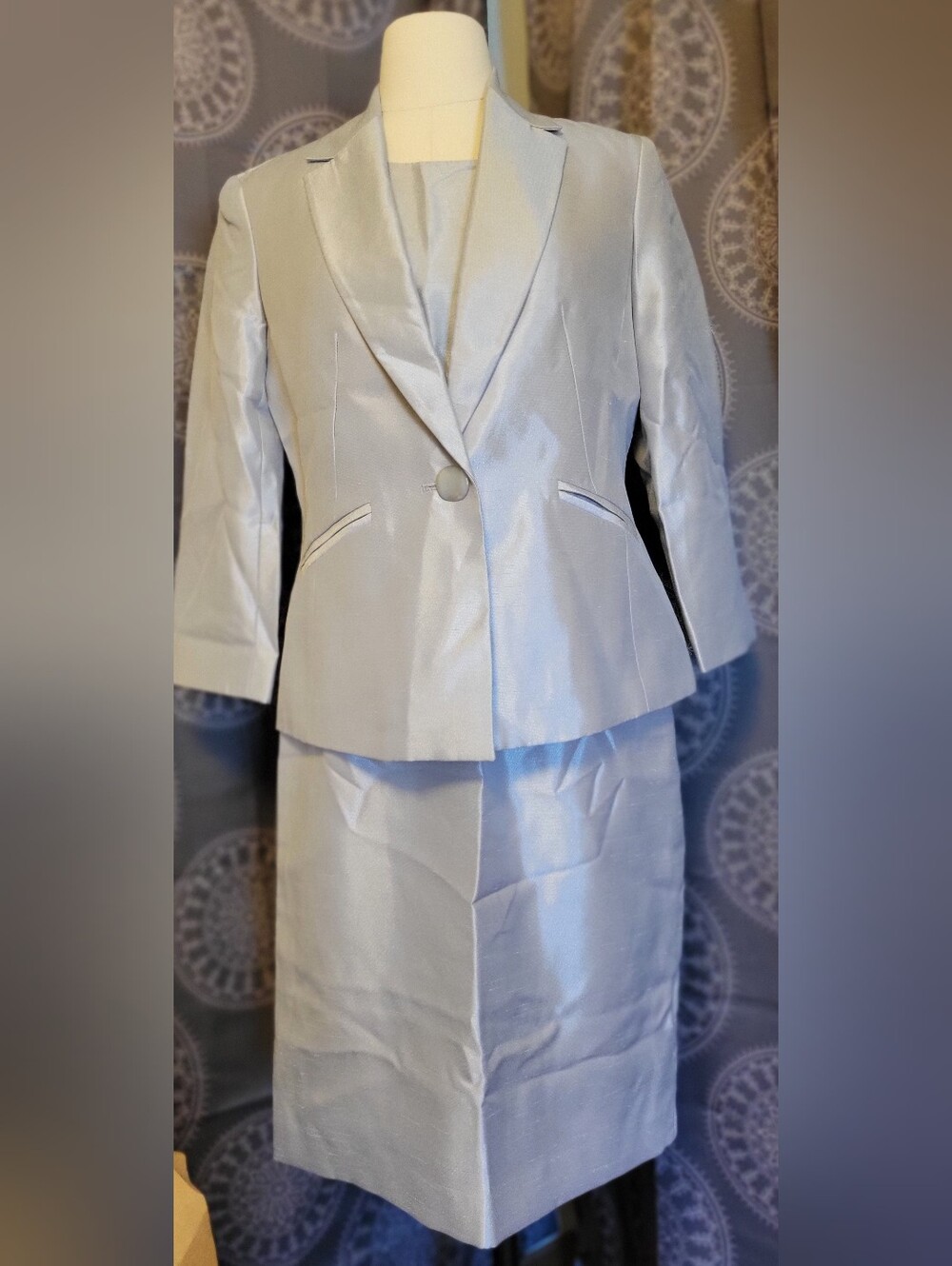 Le Suit Vintage Classic Silver Melange Women's Sheath Suit Jacket Set 4 NWT